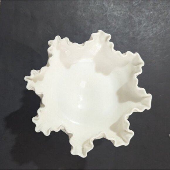 Vintage Fenton Milk Glass Hobnail Compote Candy  Ruffled Edges 5.5" Tall White M - Picture 3 of 7